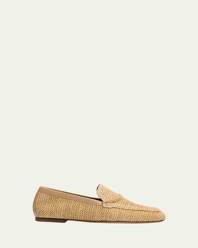 Livia Raffia Chain Loafers